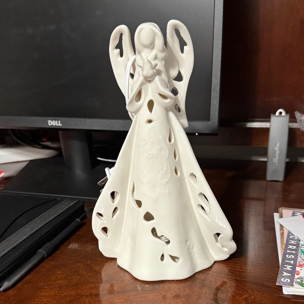 Elegant Light Up Angel Ceramic Figurine - Picture 1 of 5